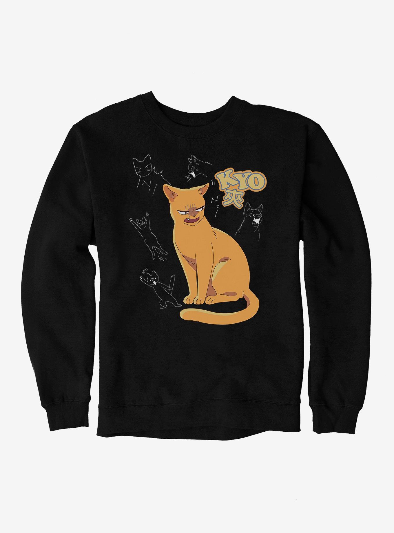 Fruits Basket Kyo Sohma Cat Sweatshirt, BLACK, hi-res