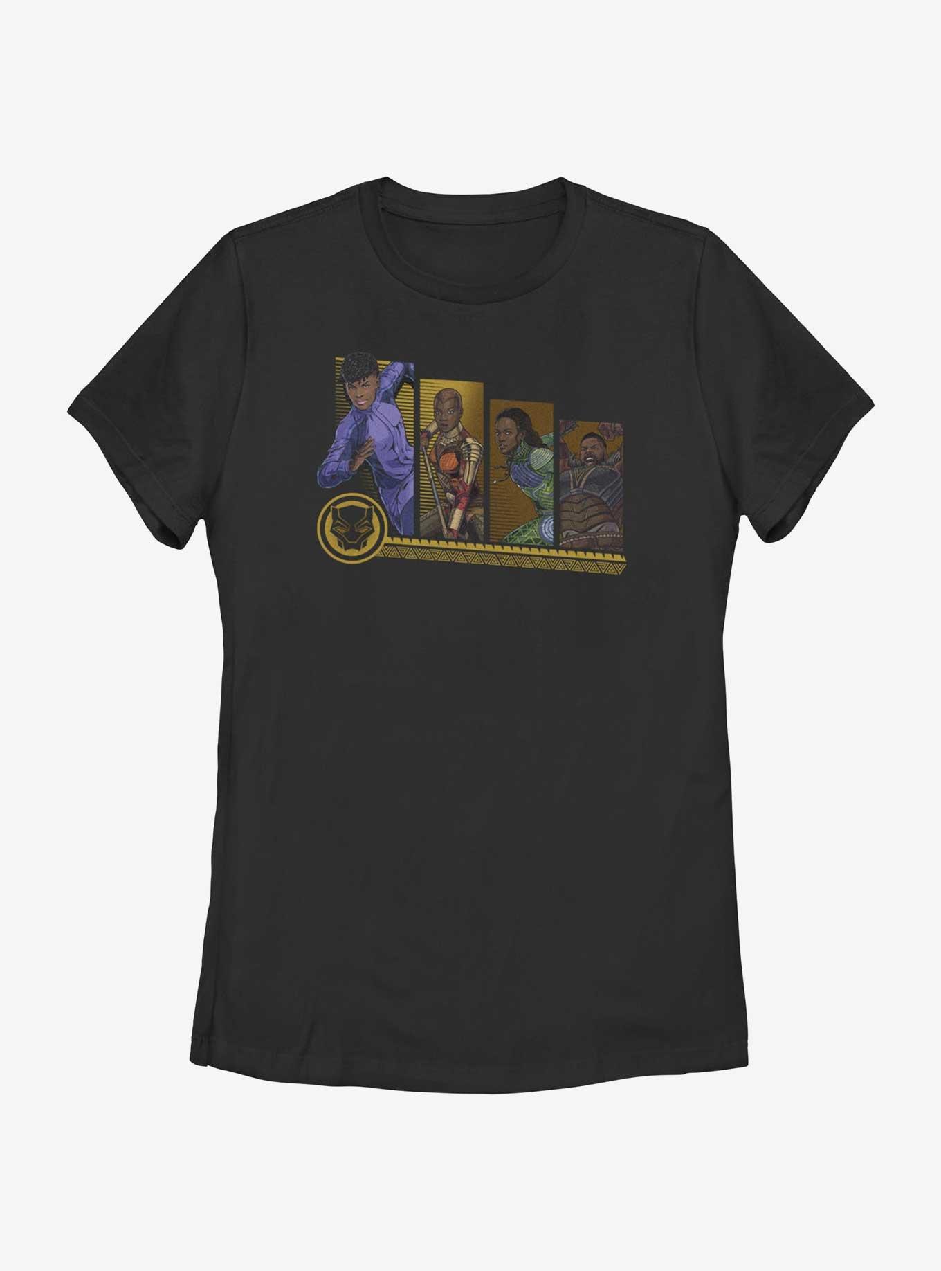 Marvel Black Panther: Wakanda Forever Hero Panels Womens T-Shirt, BLACK, hi-res