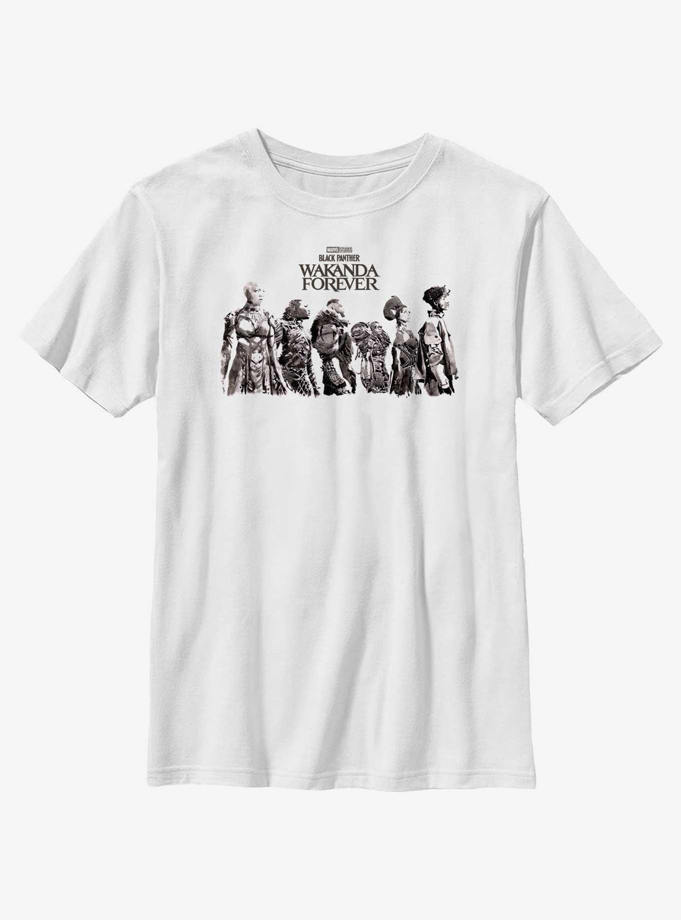 Marvel Black Panther: Wakanda Forever Character Lineup Youth T-Shirt, WHITE, hi-res