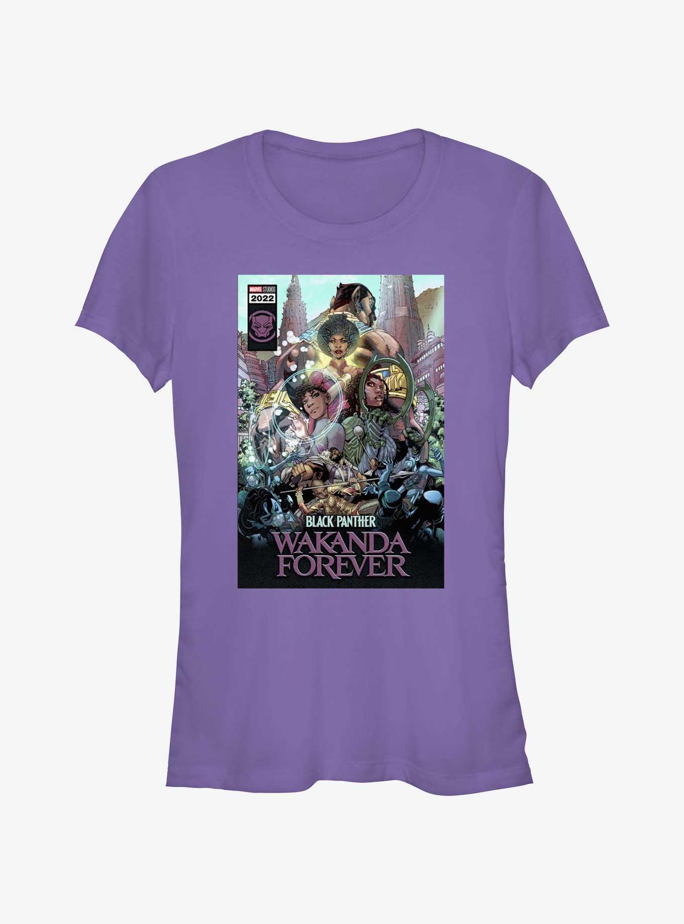 Marvel Black Panther: Wakanda Forever Comic Cover Girls T-Shirt, PURPLE, hi-res