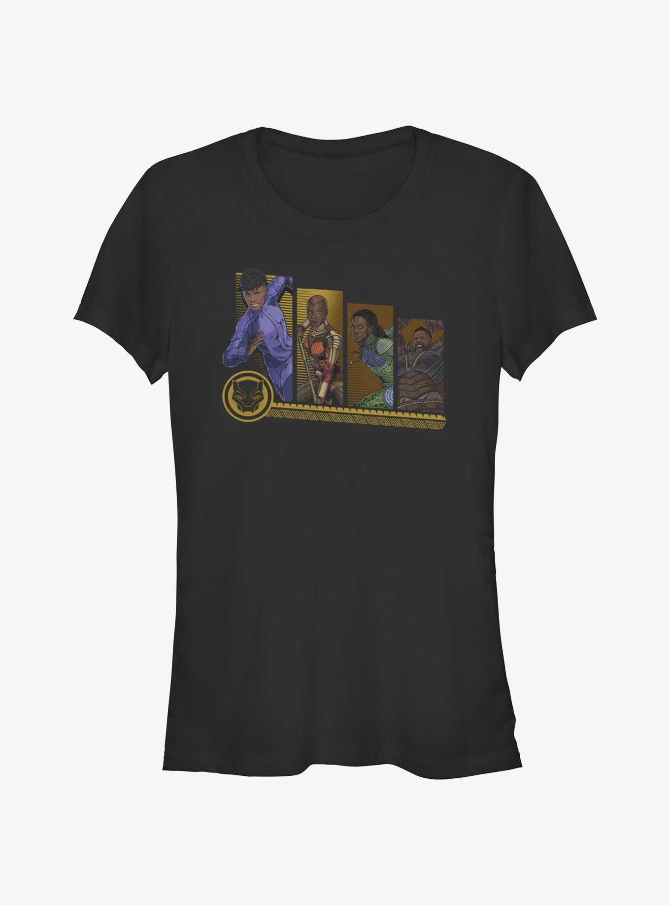 Marvel Black Panther: Wakanda Forever Shuri, Okoye, Nakia, and M'Baku Girls T-Shirt, BLACK, hi-res