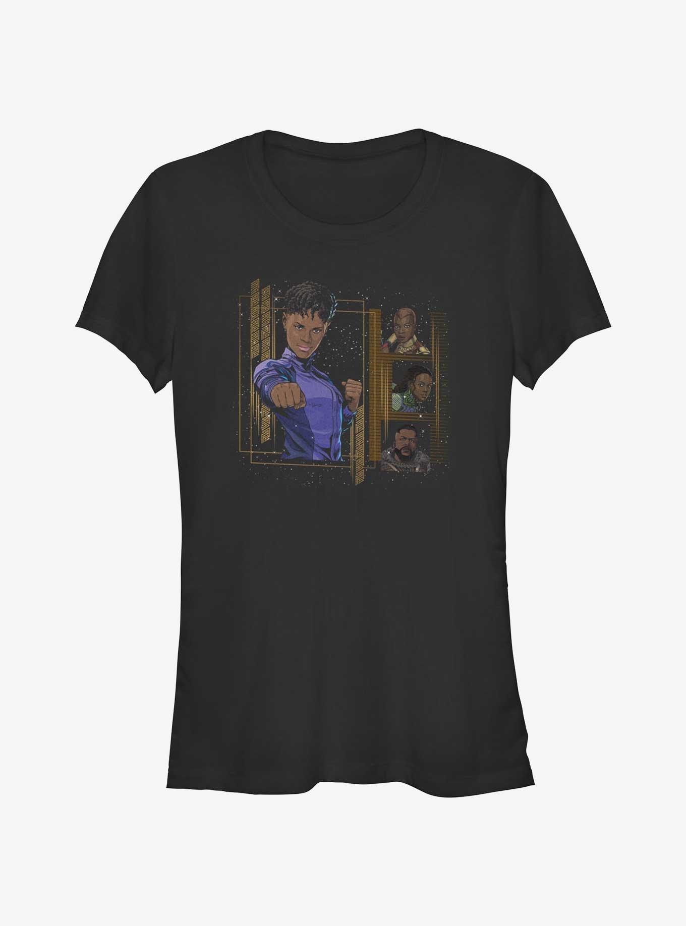 Marvel Black Panther: Wakanda Forever Shuri, Okoye, Nakia, and M'Baku Girls T-Shirt, BLACK, hi-res