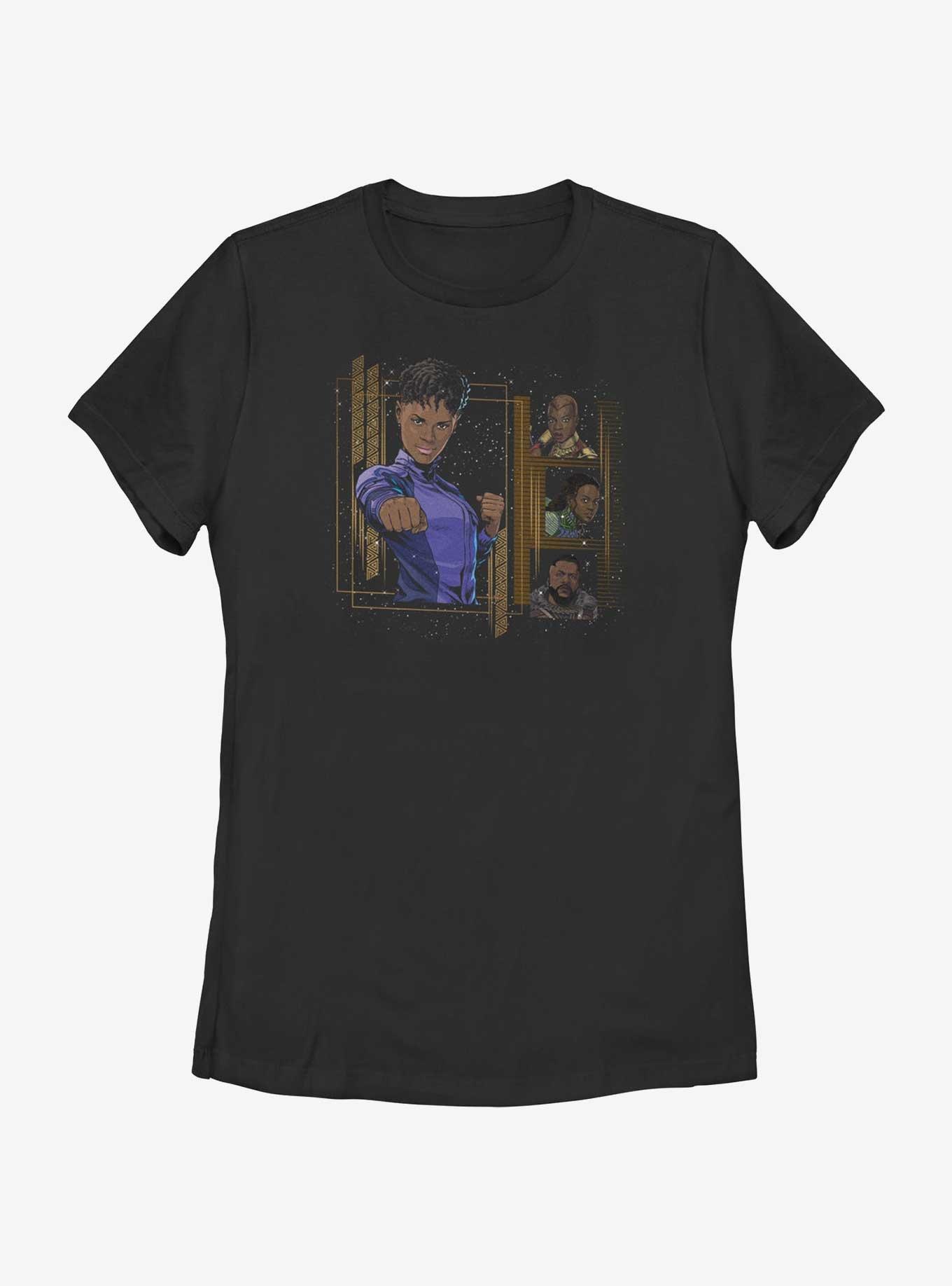 Marvel Black Panther: Wakanda Forever Character Panels Womens T-Shirt, BLACK, hi-res