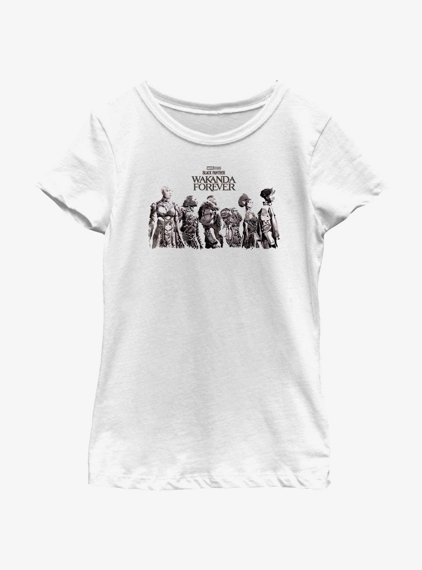 Marvel Black Panther: Wakanda Forever Character Lineup Youth Girls T-Shirt, WHITE, hi-res