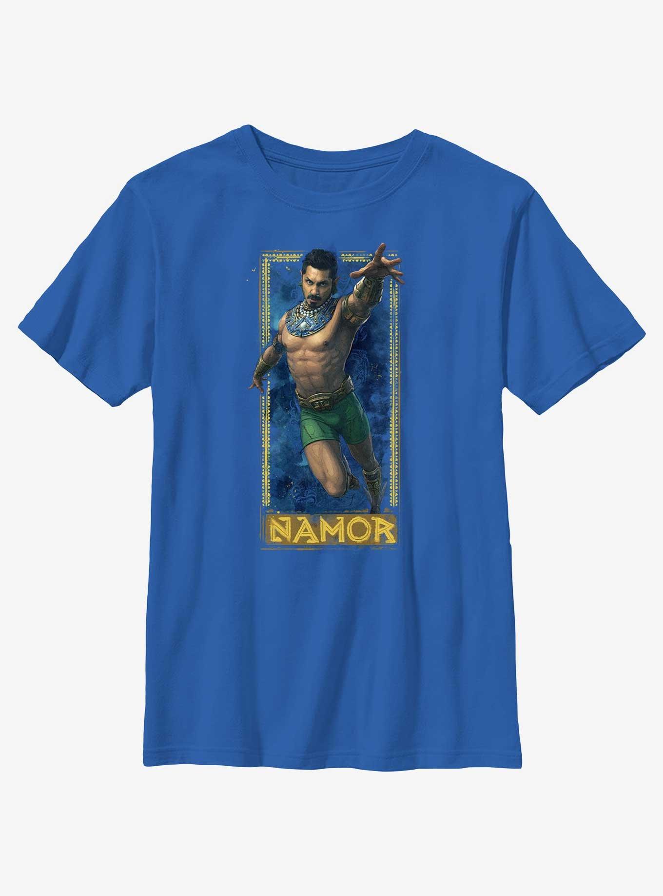 Marvel Black Panther: Wakanda Forever Namor Submariner Badge Youth T-Shirt, ROYAL, hi-res