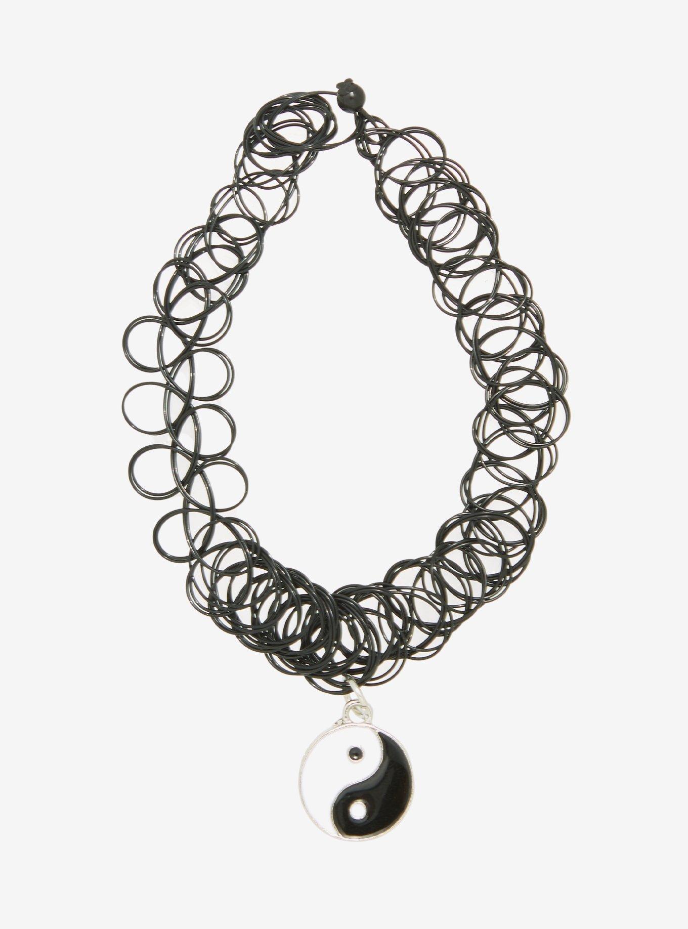Yin-Yang Pendant Tattoo Choker, , hi-res