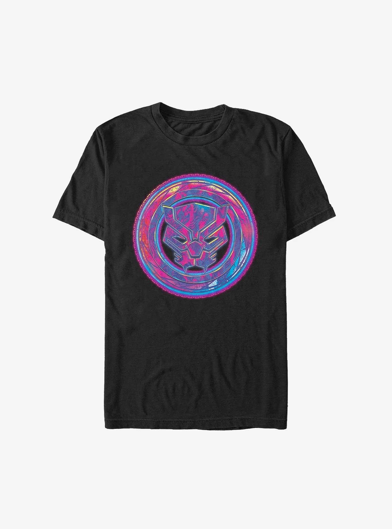 Marvel Black Panther: Wakanda Forever Neon Shield T-Shirt, BLACK, hi-res