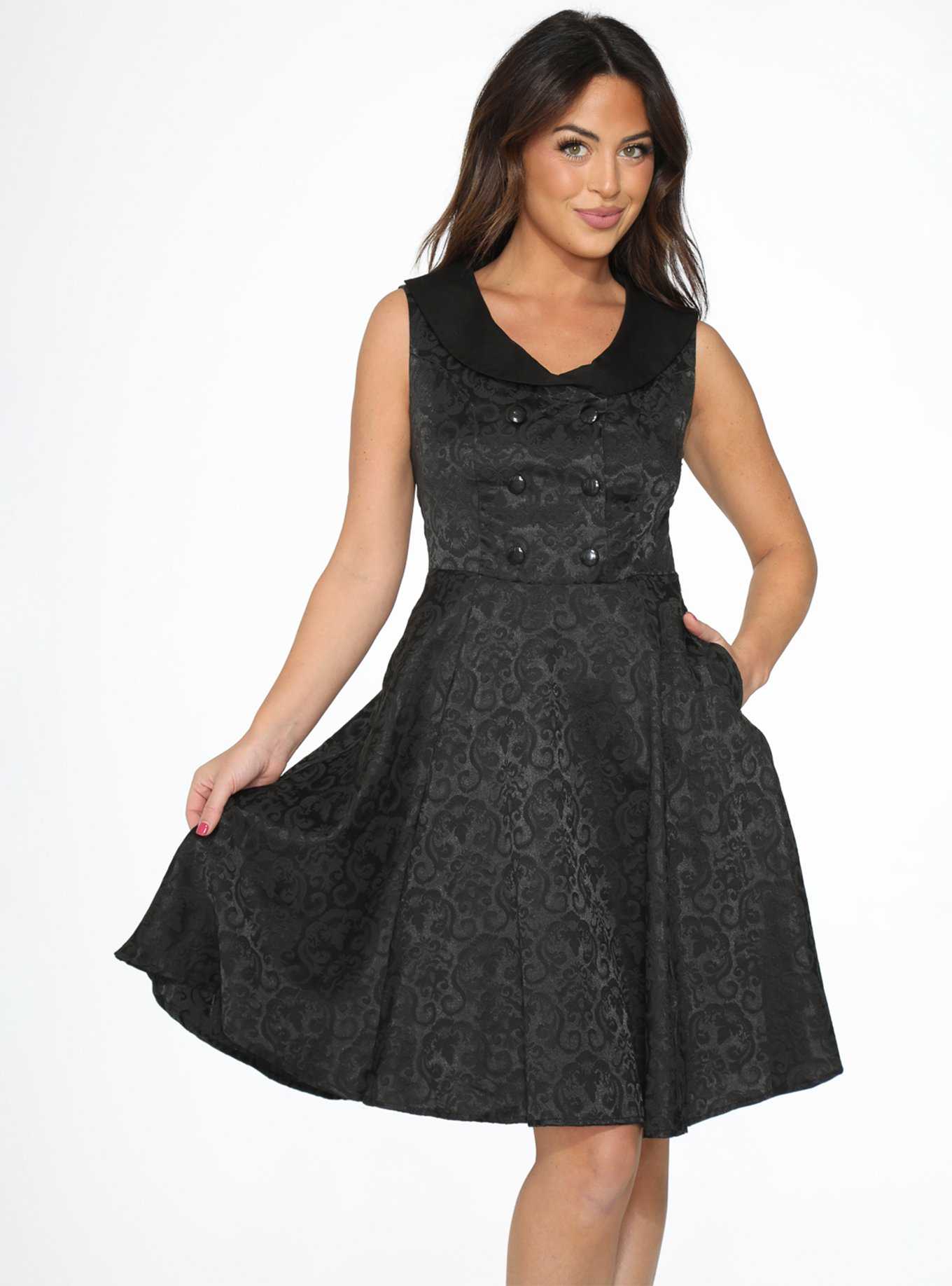 Black Brocade Dress, , hi-res