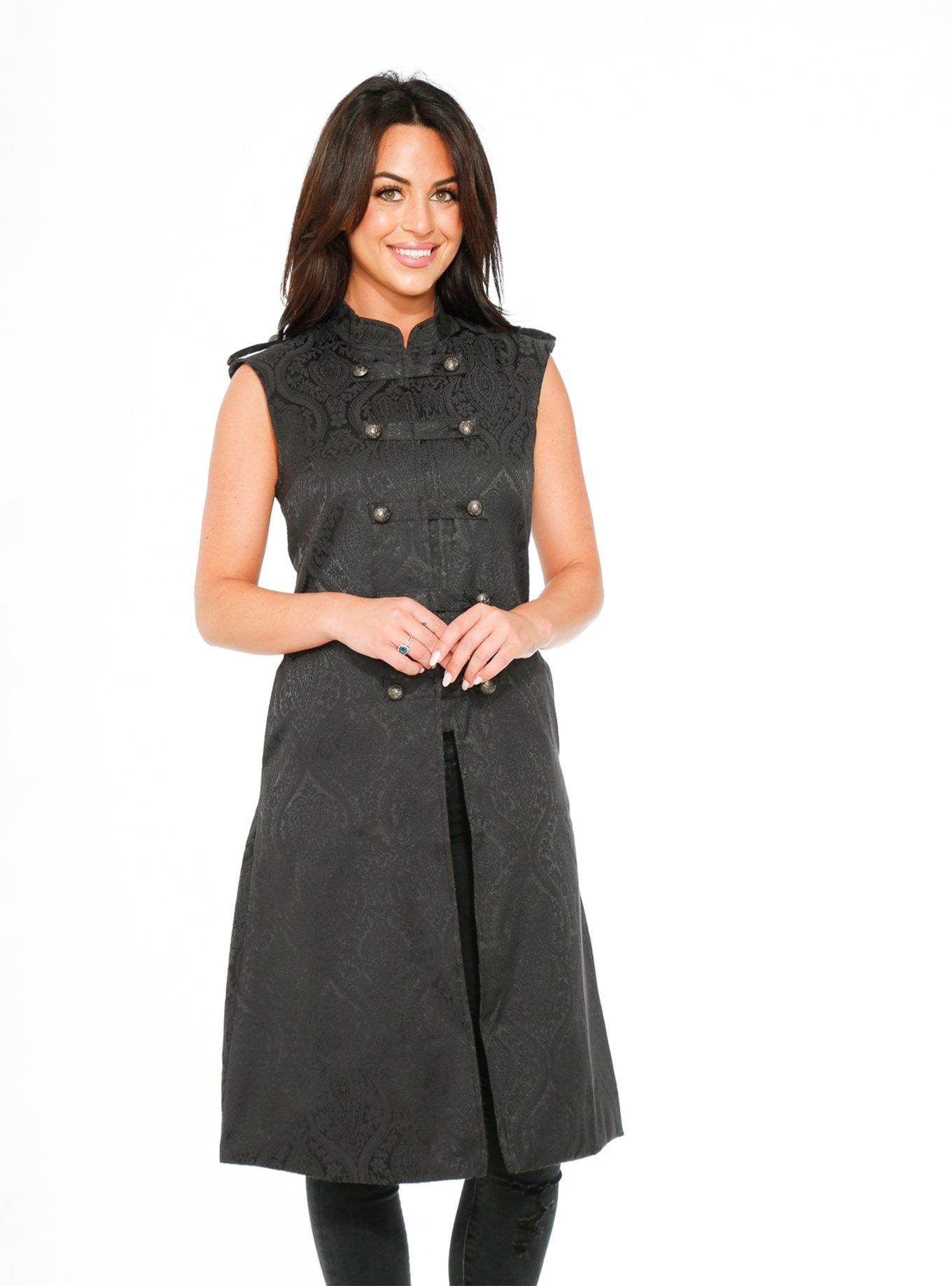 Black Brocade Vest, BLACK, hi-res