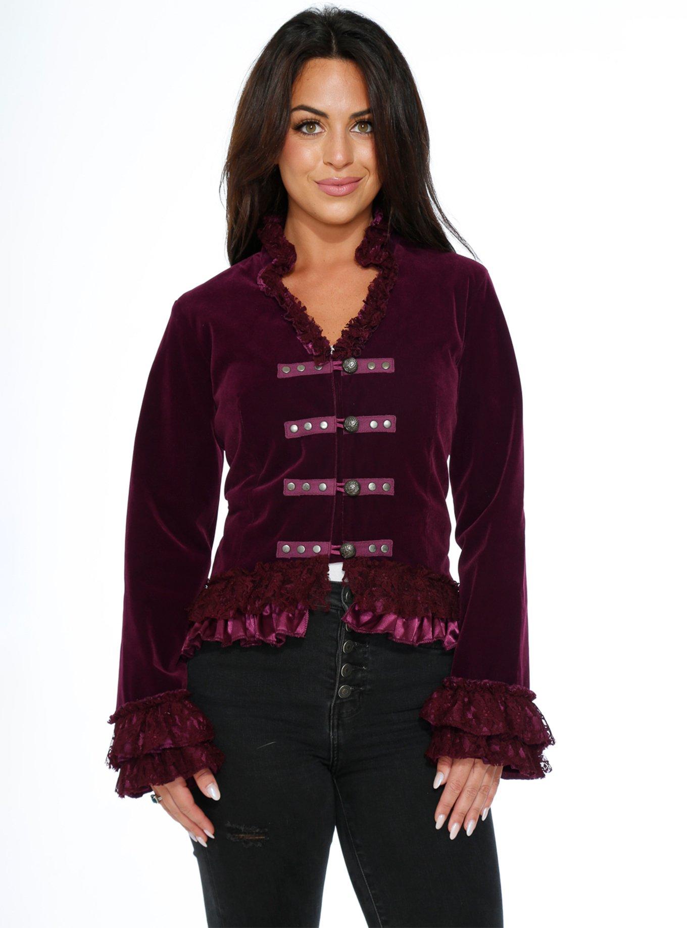 Purple Velvet Tailed Jacket, , hi-res