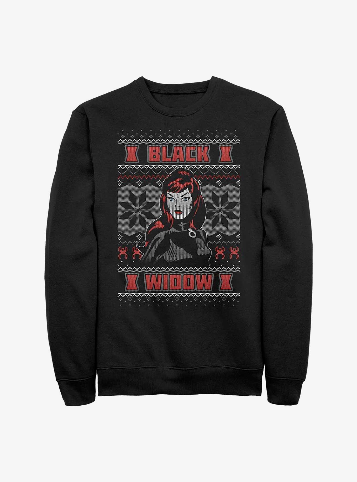 Marvel Black Widow Ugly Christmas Sweatshirt, BLACK, hi-res