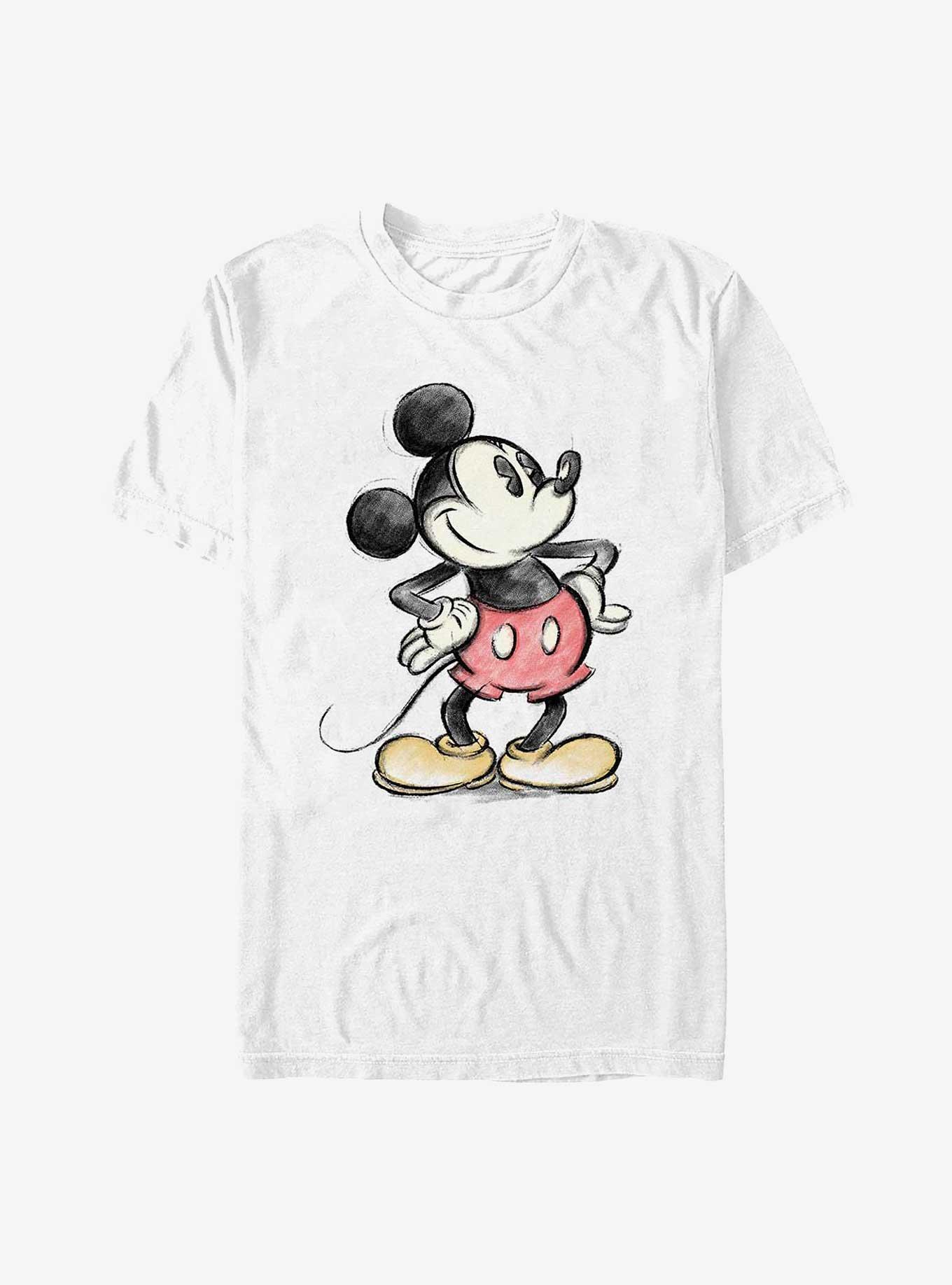 Disney Mickey Mouse Charcoal Sketch Mickey T-Shirt - WHITE | Hot Topic