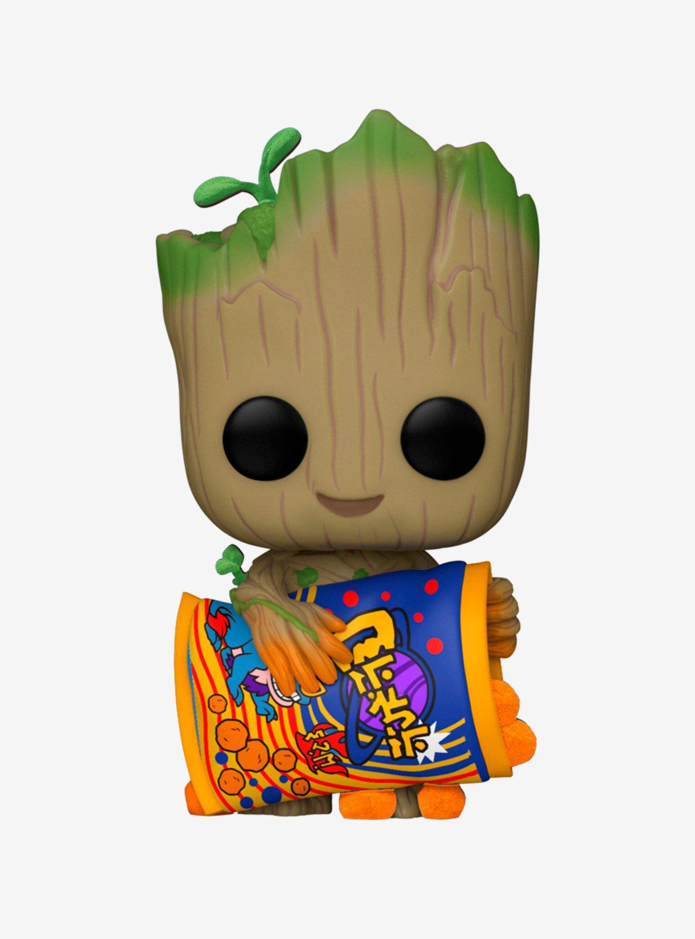 Funko Marvel I Am Groot Pop! Groot With Cheese Puffs Flocked Vinyl  Bobble-Head Figure Hot Topic Exclusive