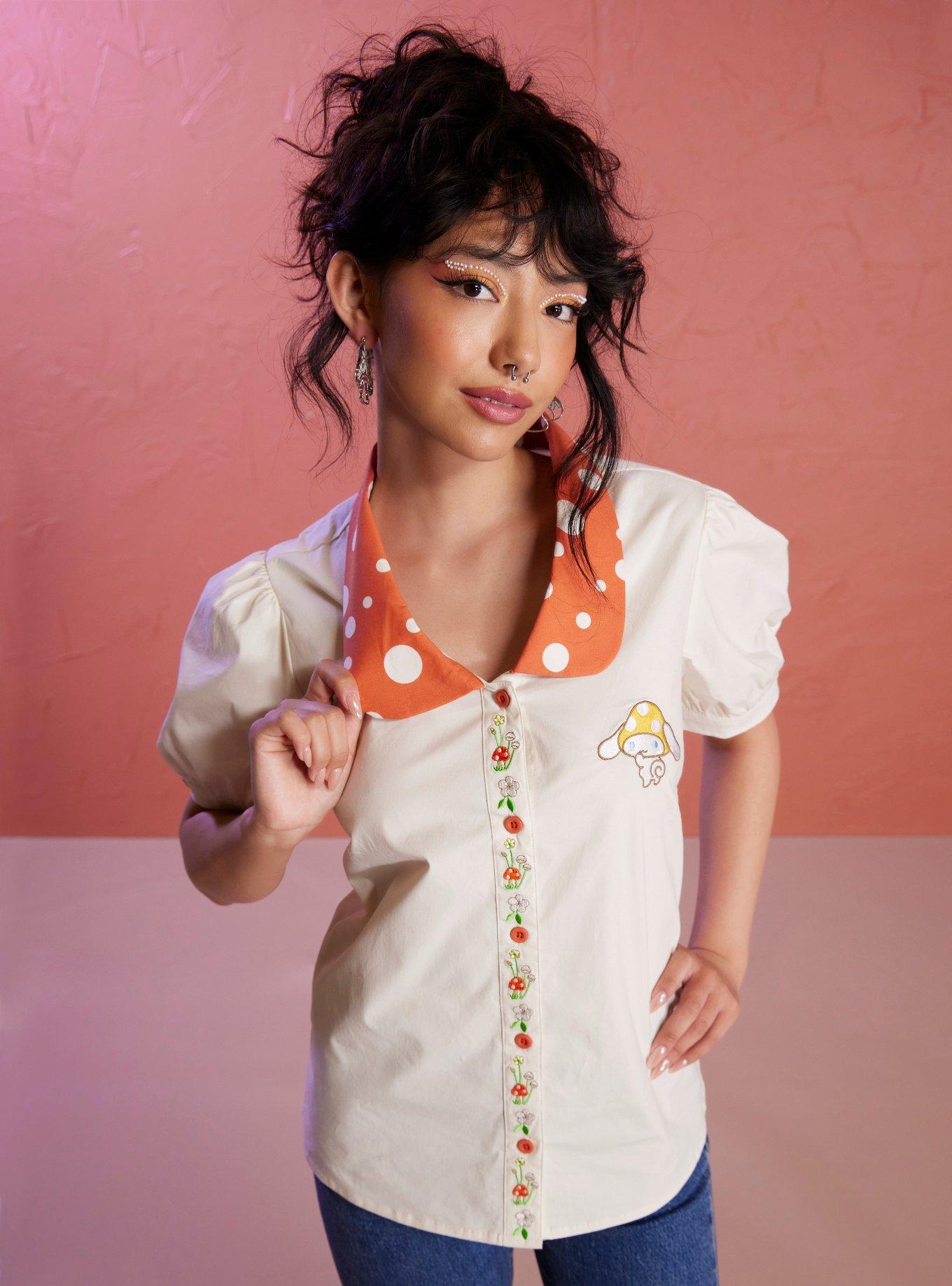 Cinnamoroll Mushroom Girls Woven Button-Up, MULTI, hi-res