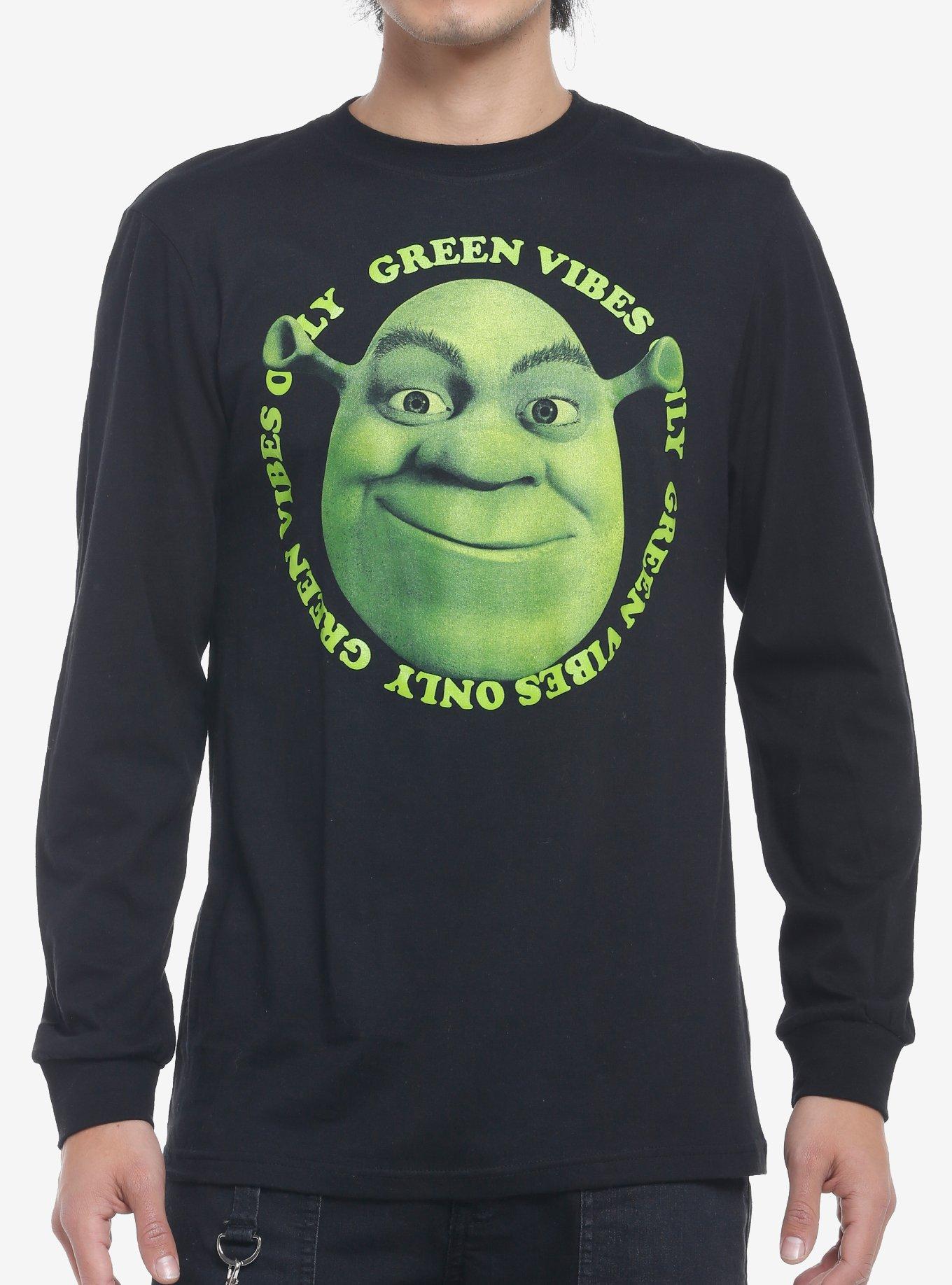 Shrek Green Vibes Only Long-Sleeve T-Shirt, BLACK, hi-res