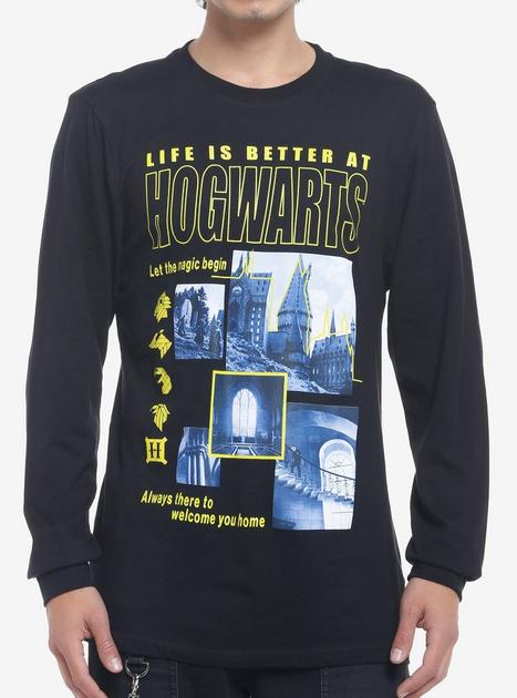 Black Hogwarts Reverse Harry Potter Ringer T-Shirt Adult