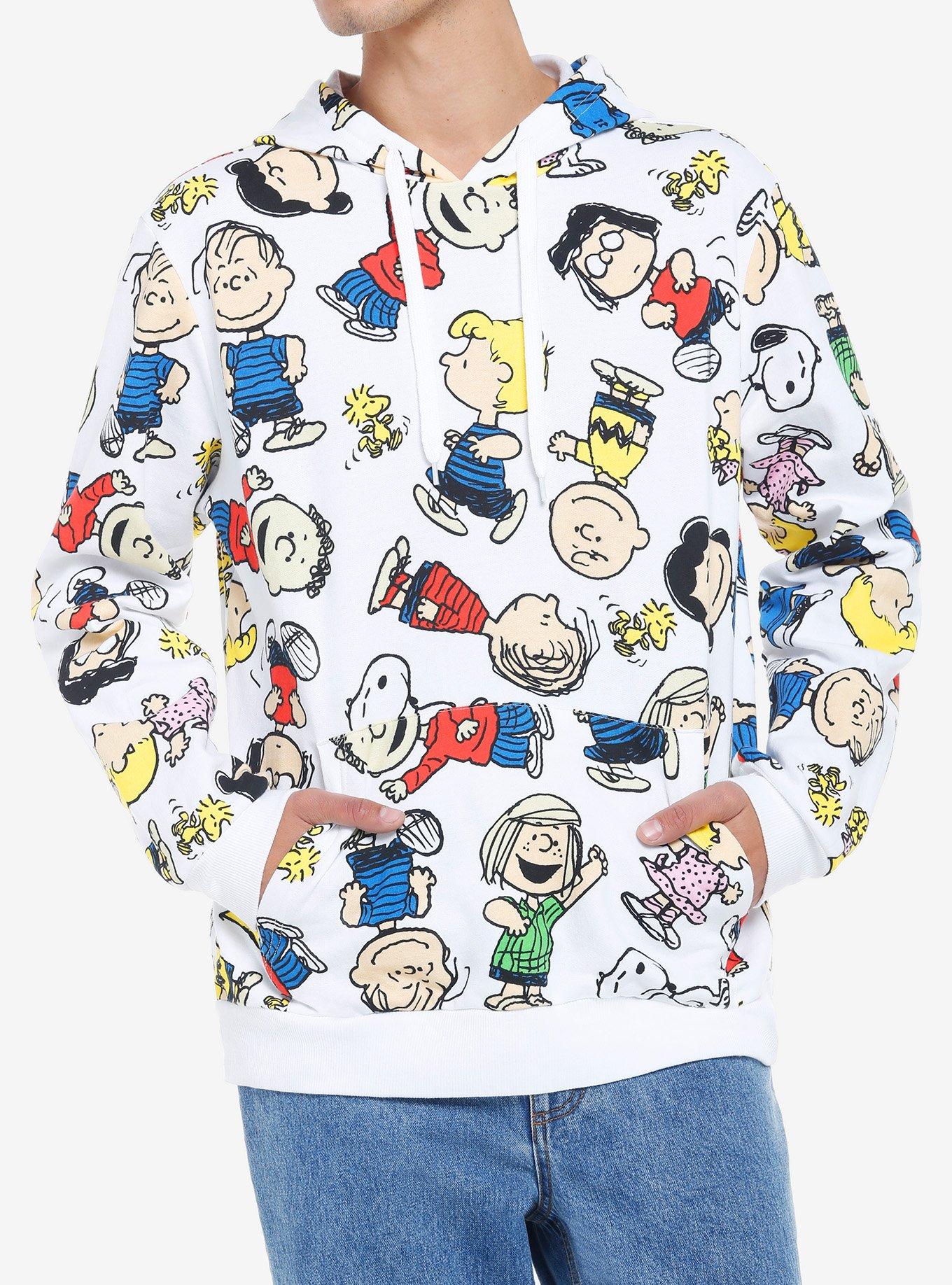 Peanuts Characters Allover Print Hoodie, MULTI, hi-res