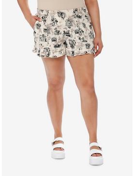 Plus Size Thorn & Fable Through The Looking Glass Art Girls Woven Ruffle Shorts Plus Size, , hi-res