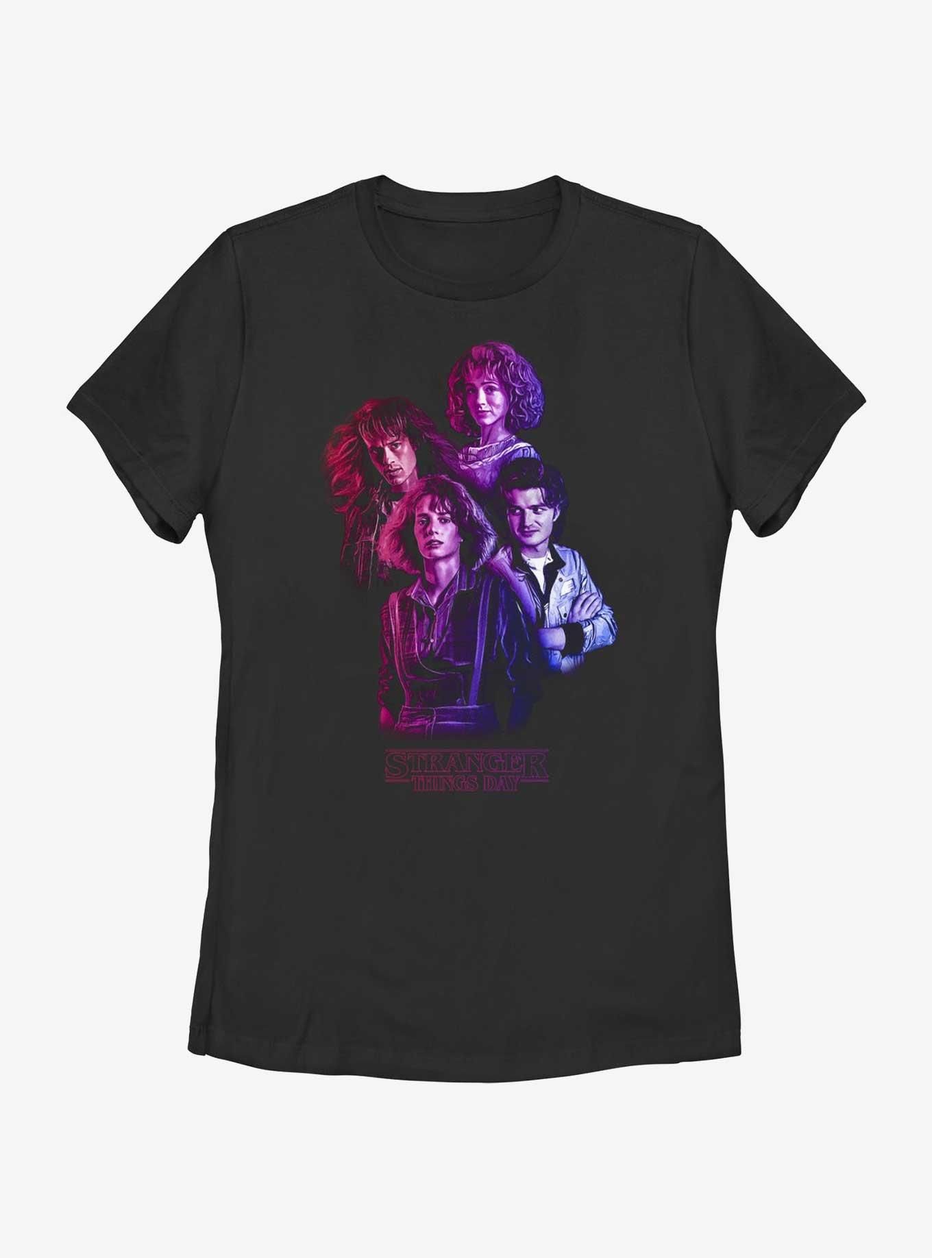 Stranger Things Day Gradient Group Womens T-Shirt, BLACK, hi-res