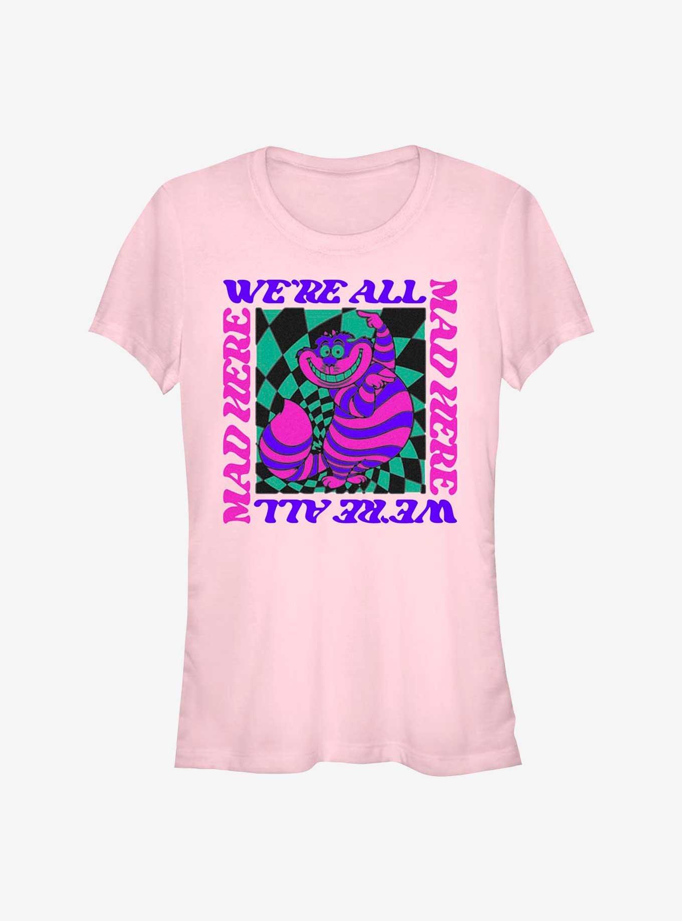 Disney Alice In Wonderland All Mad Trippy Cheshire Girls T-Shirt, LIGHT PINK, hi-res