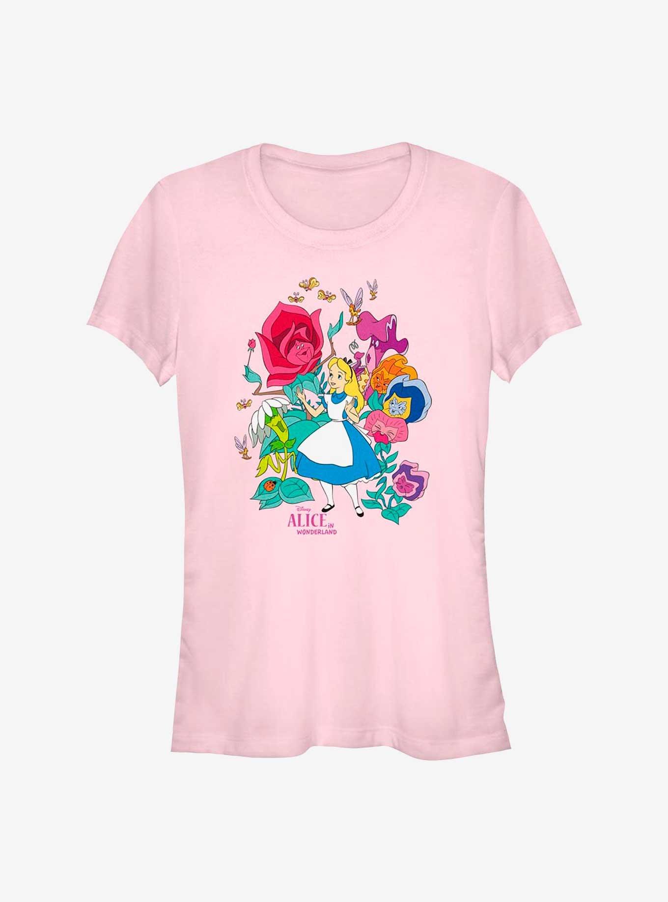 Disney Alice In Wonderland Floral Forest Girls T-Shirt, LIGHT PINK, hi-res