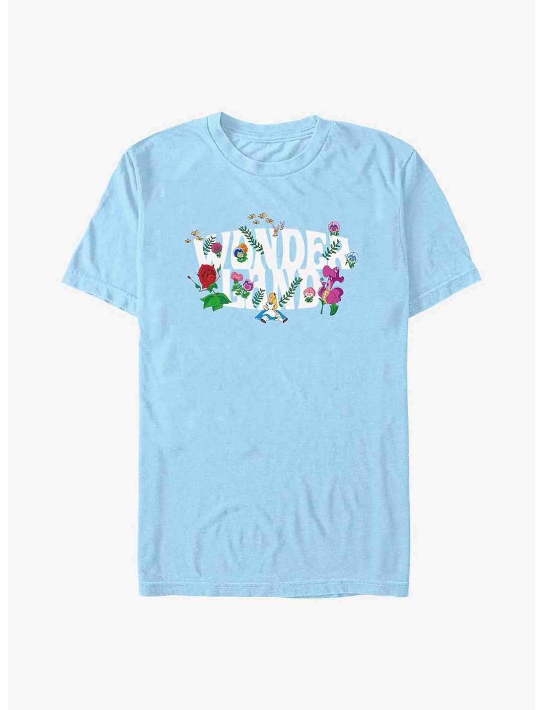 Disney Alice In Wonderland Flower Garden Logo T-Shirt, LT BLUE, hi-res