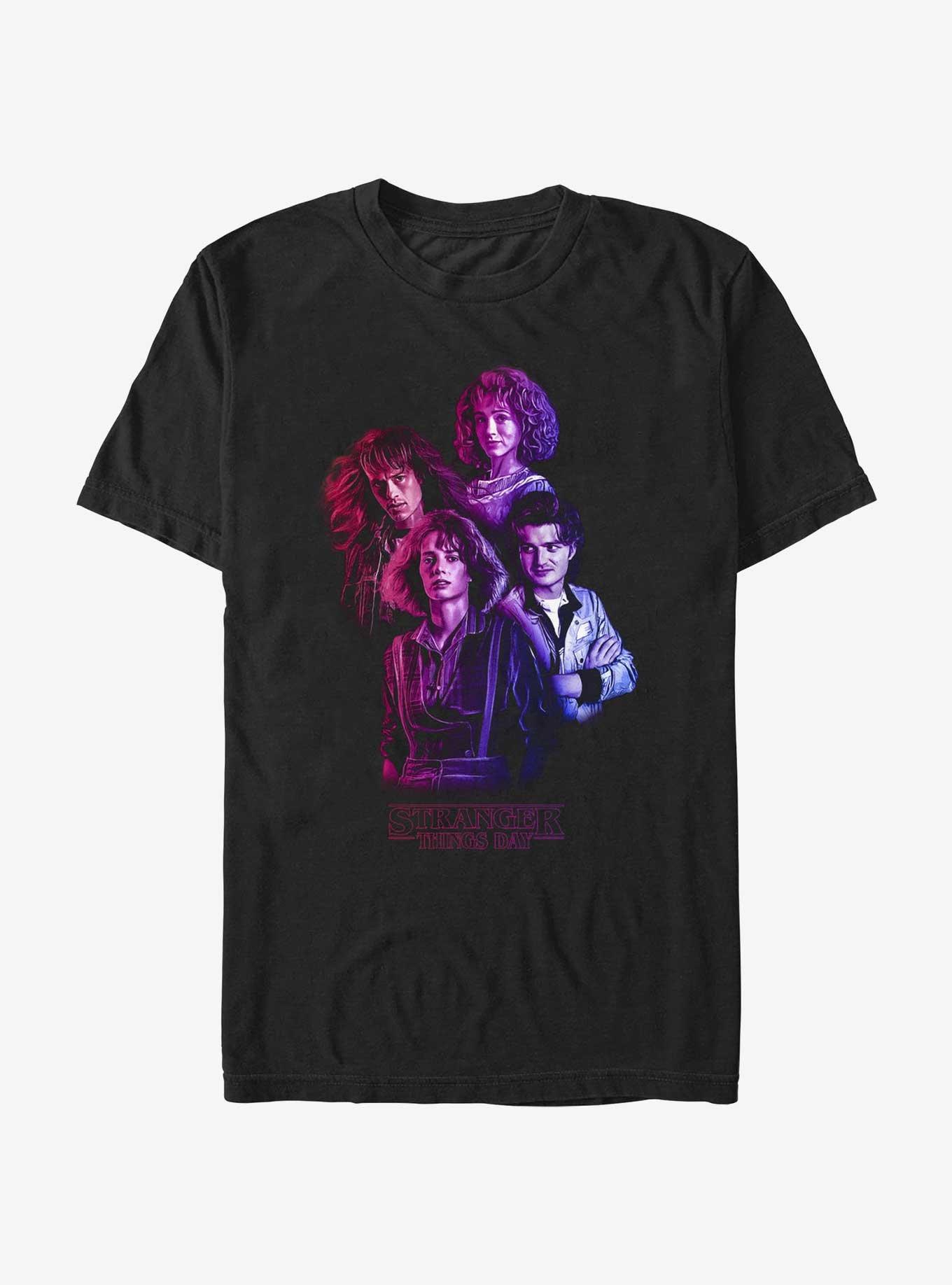 Stranger Things Day The Older Kids Nancy, Eddie, Robin, and Steve T-Shirt, BLACK, hi-res