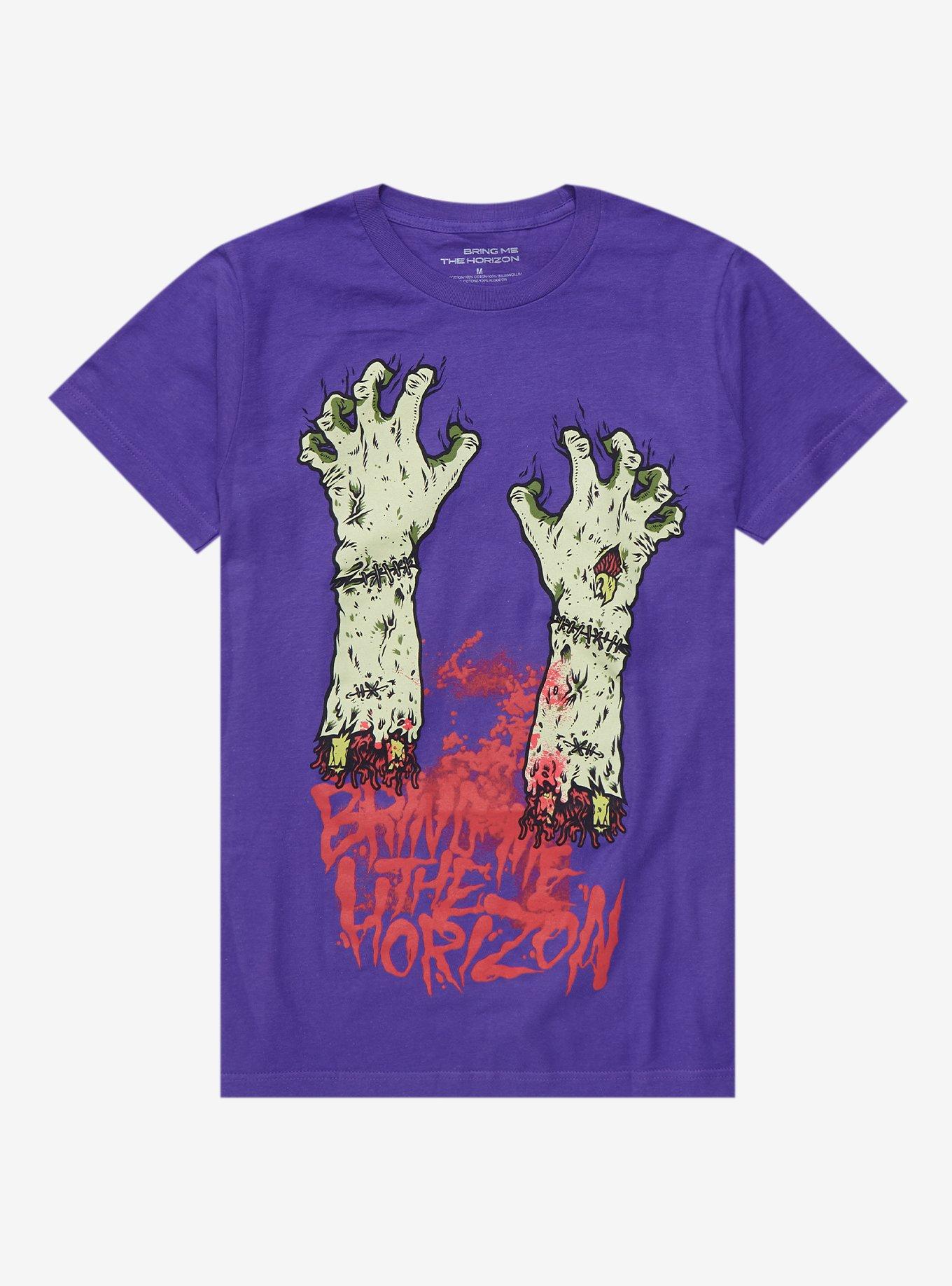 Bring Me The Horizon Zombie Arms Boyfriend Fit Girls T-Shirt, LAVENDER, hi-res
