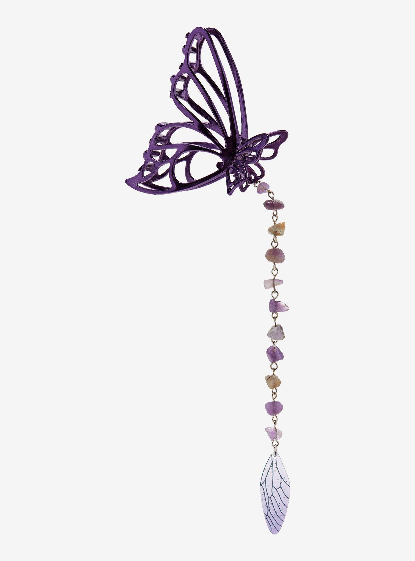 Pince à Cheveux Papillon Strass – Violet Femme, Bijou Cheveux Cala