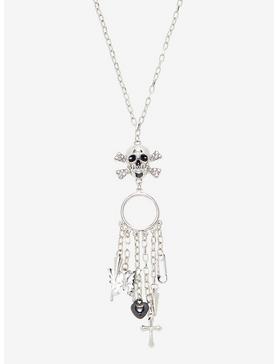 Skull & Crossbones Goth Charm Necklace, , hi-res
