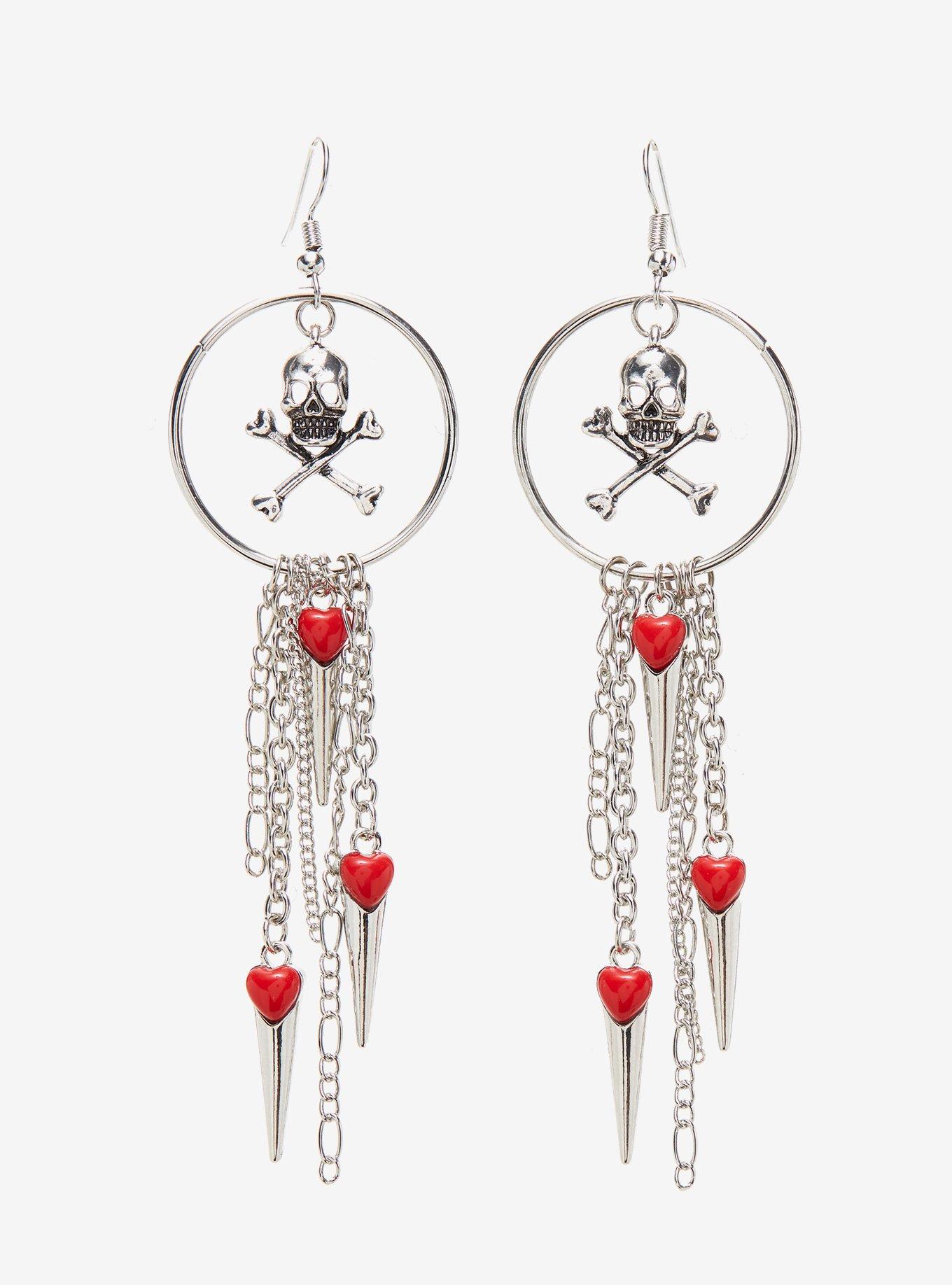 Heart Skull Spike Earrings