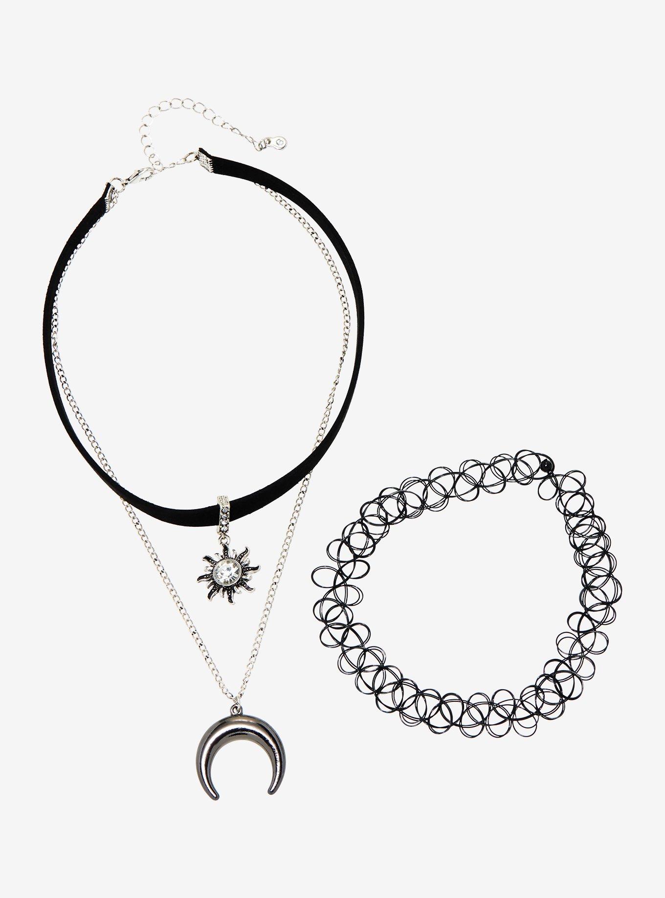 iF YOU Silver Chain Necklace Egirl Men, Cool Goth Punk Layered