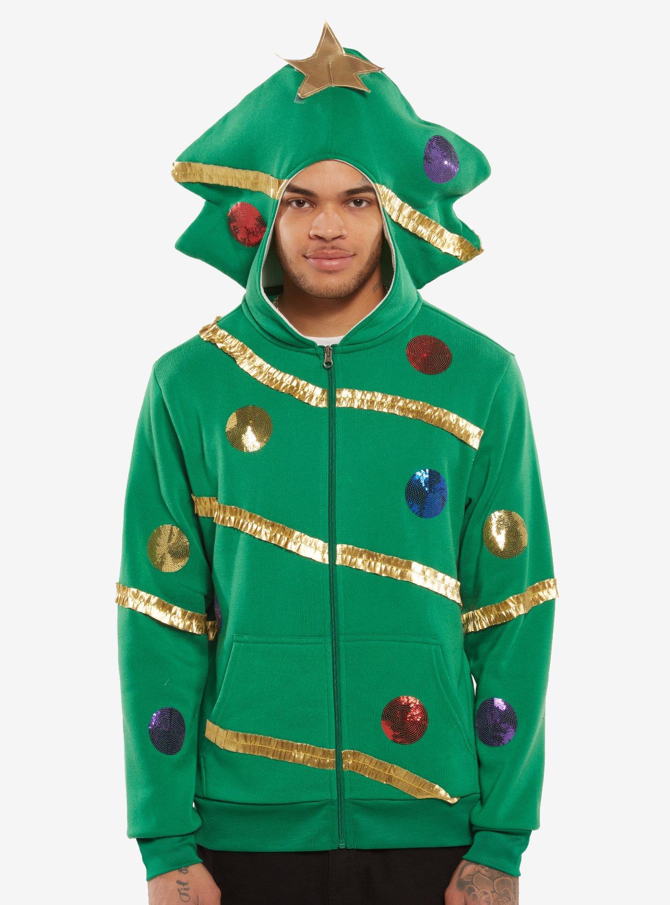 Christmas tree zip sales up hoodie