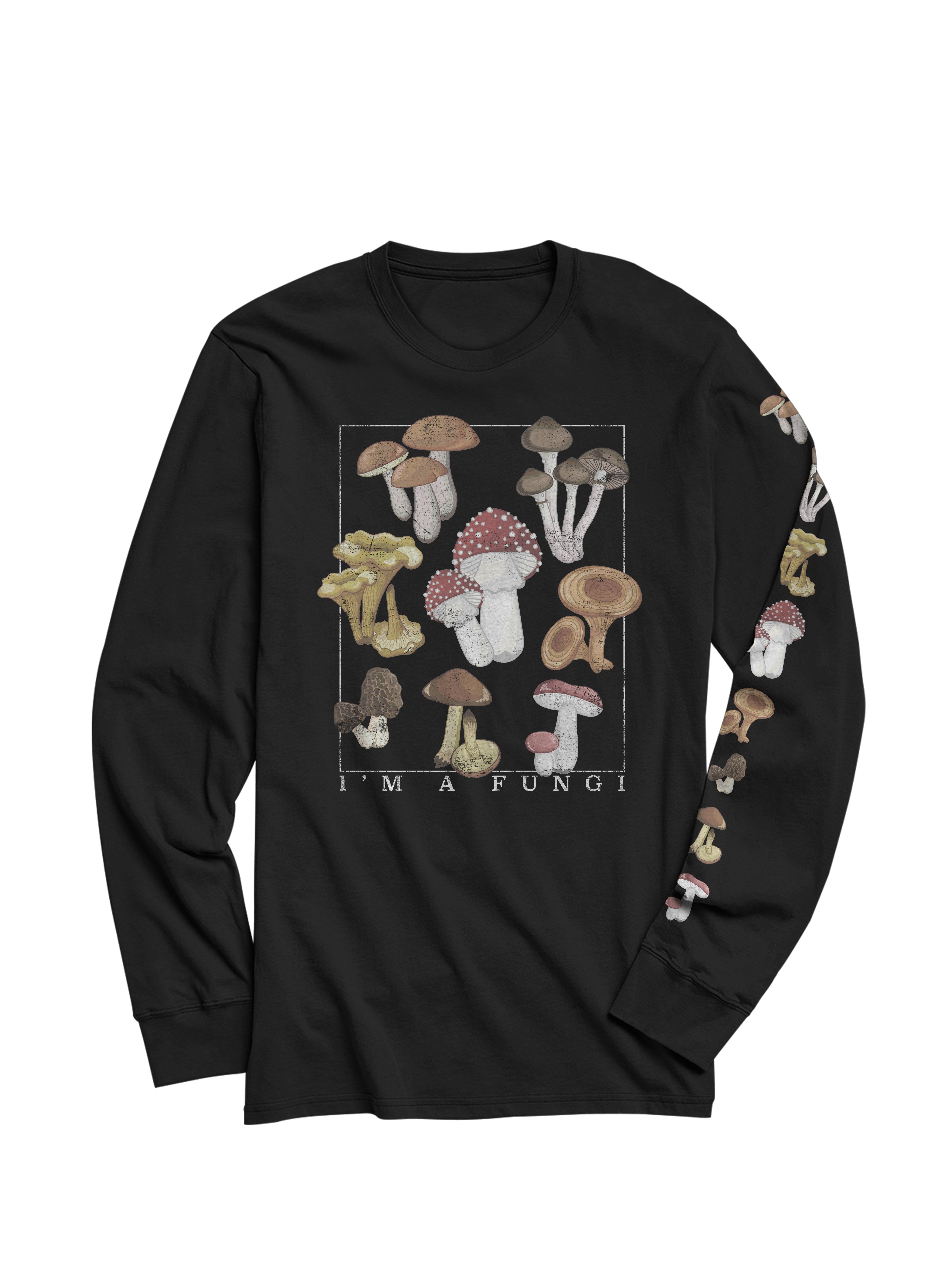 Mushroom Fungi Long-Sleeve T-Shirt, BLACK, hi-res