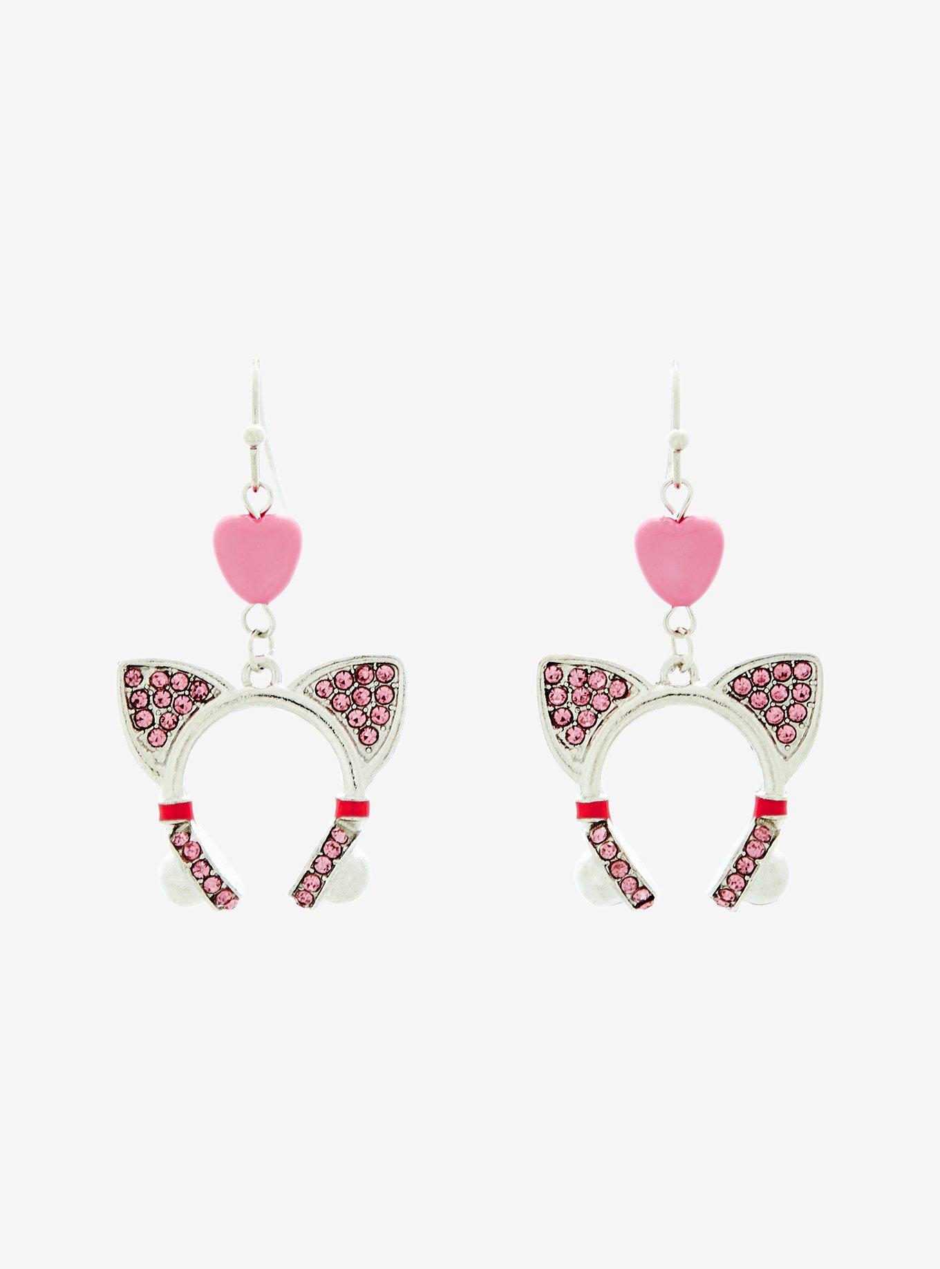 Bling Kitty Headphones Drop Earrings, , hi-res