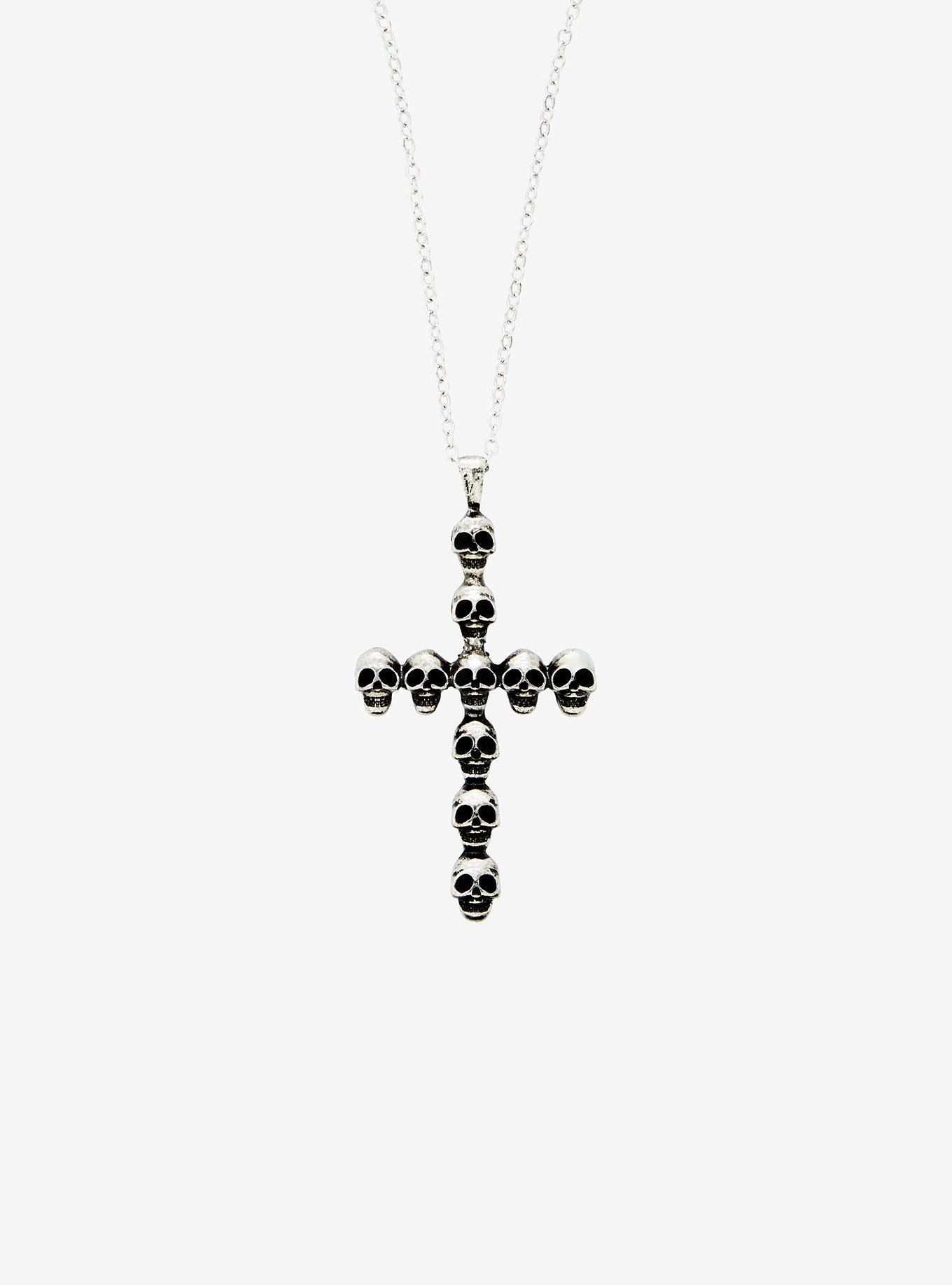 Social Collision Skull Cross Necklace, , hi-res
