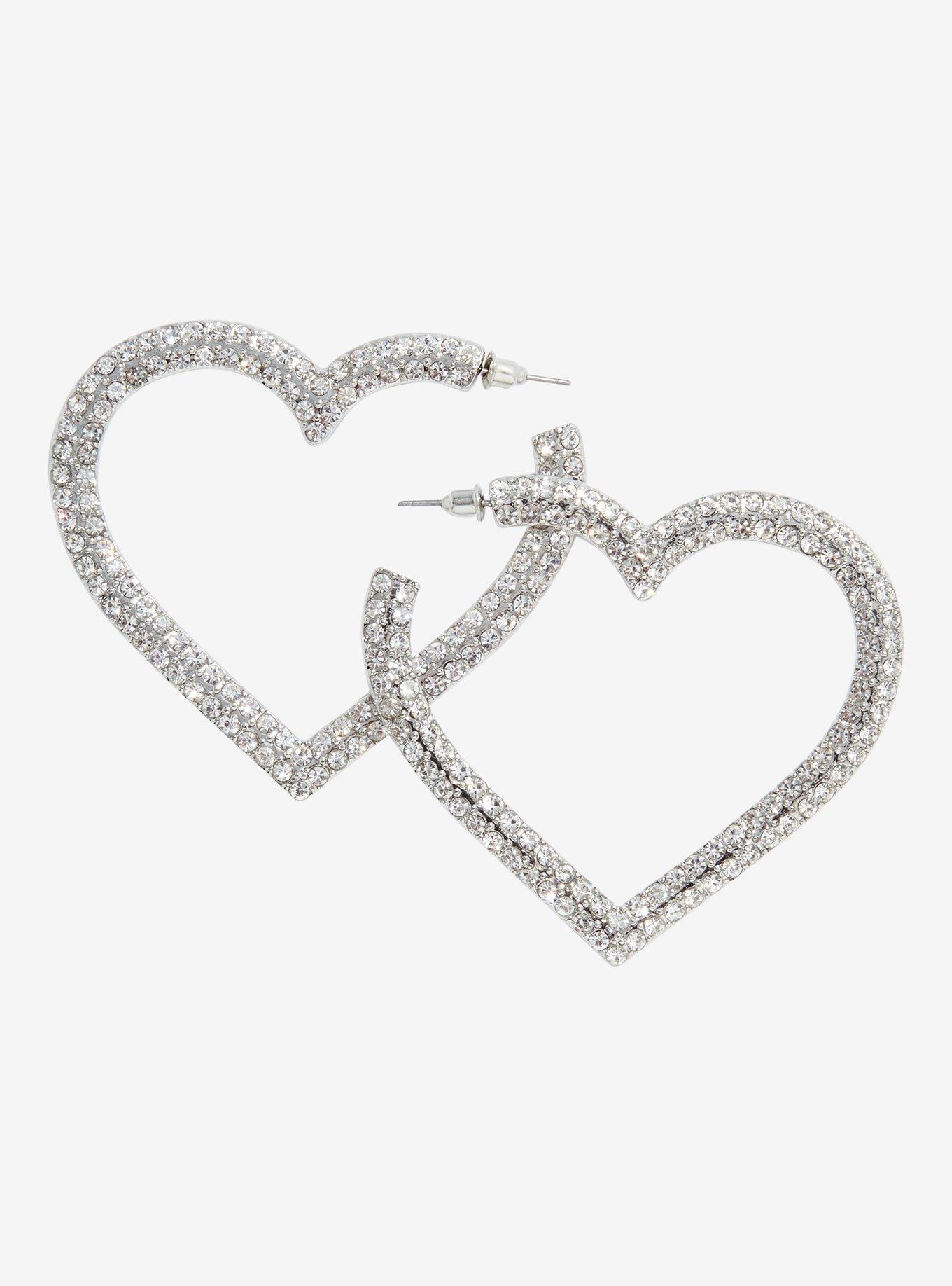 Social Collision Heart Bling Hoop Earrings