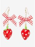 Thorn & Fable Strawberry Bow Drop Earrings, , hi-res