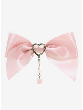 Sweet Society Pink Satin Heart Hair Bow, , hi-res