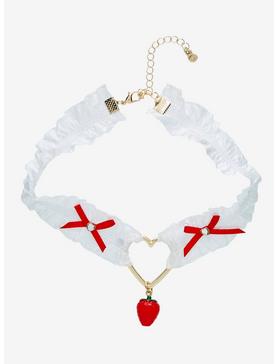 Thorn & Fable White Lace Strawberry Choker, , hi-res
