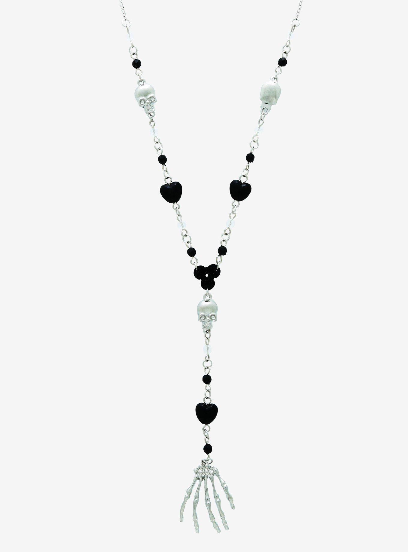 Skeleton Hand Rosary Necklace, , hi-res