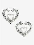 Social Collision Silver Heart Earrings, , hi-res