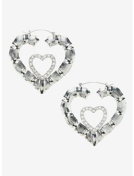 Social Collision Silver Heart Earrings, , hi-res