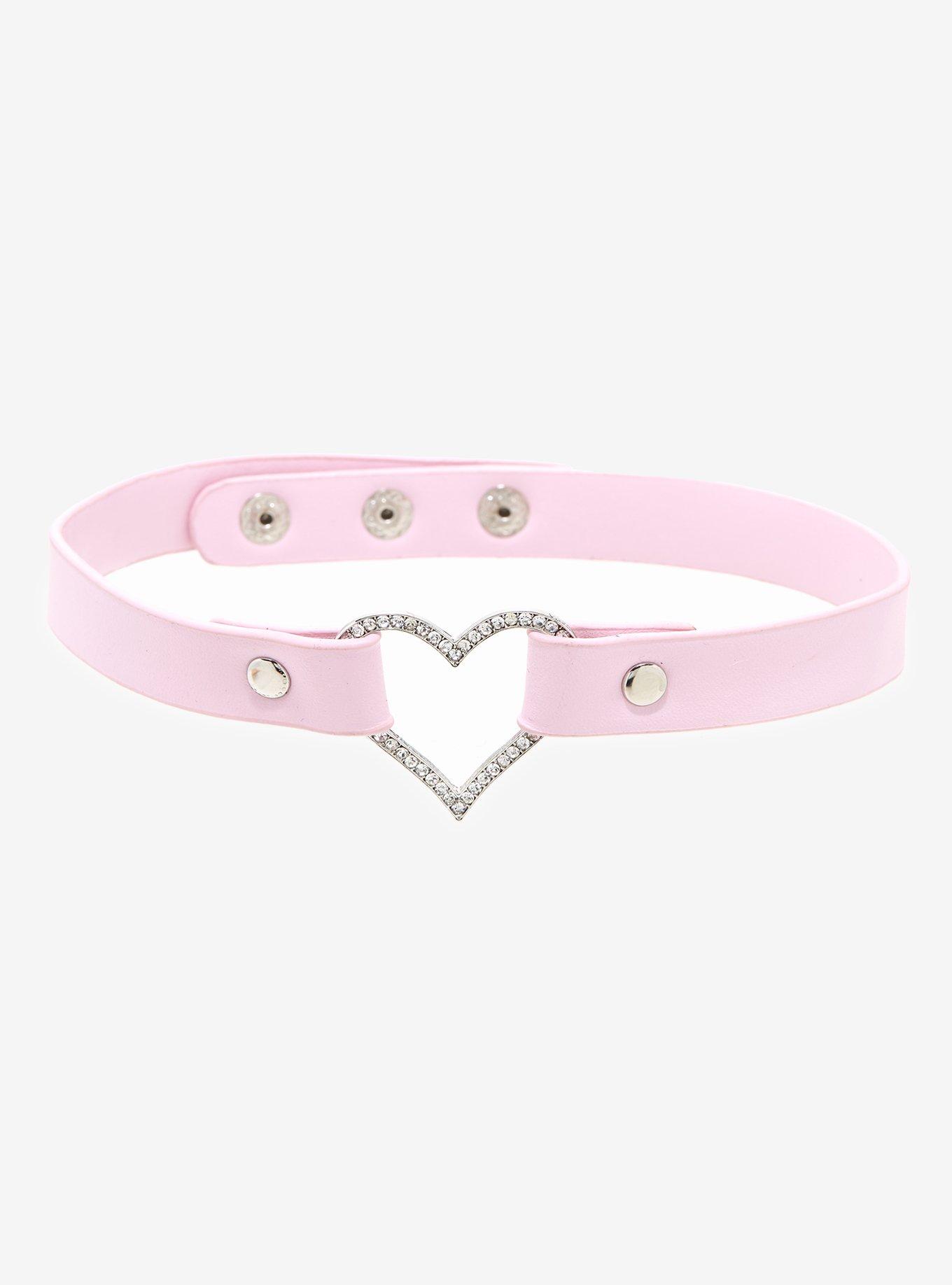 Pink Bling Heart Choker, , hi-res