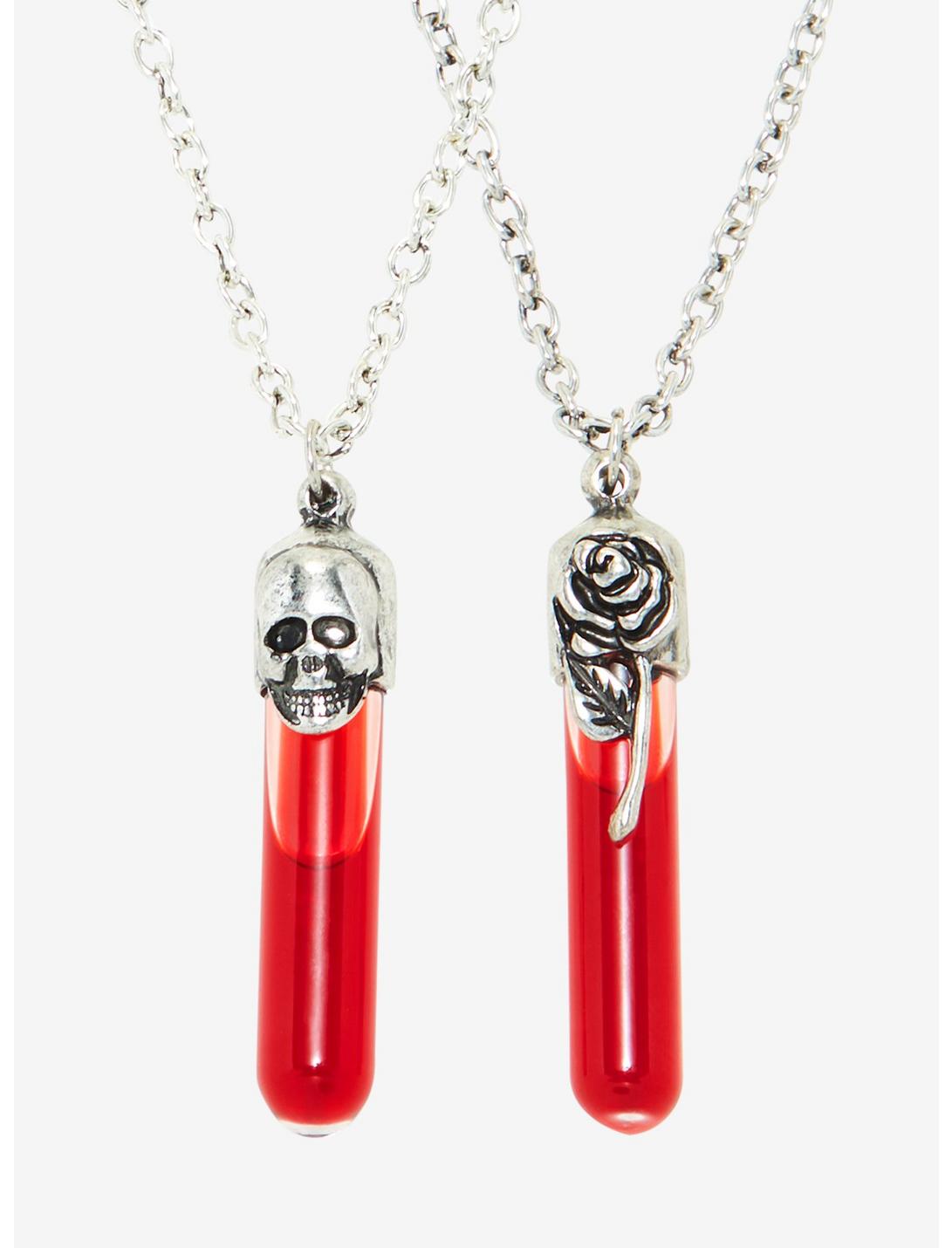 Skull Rose Blood Vile Best Friend Necklace Set, , hi-res