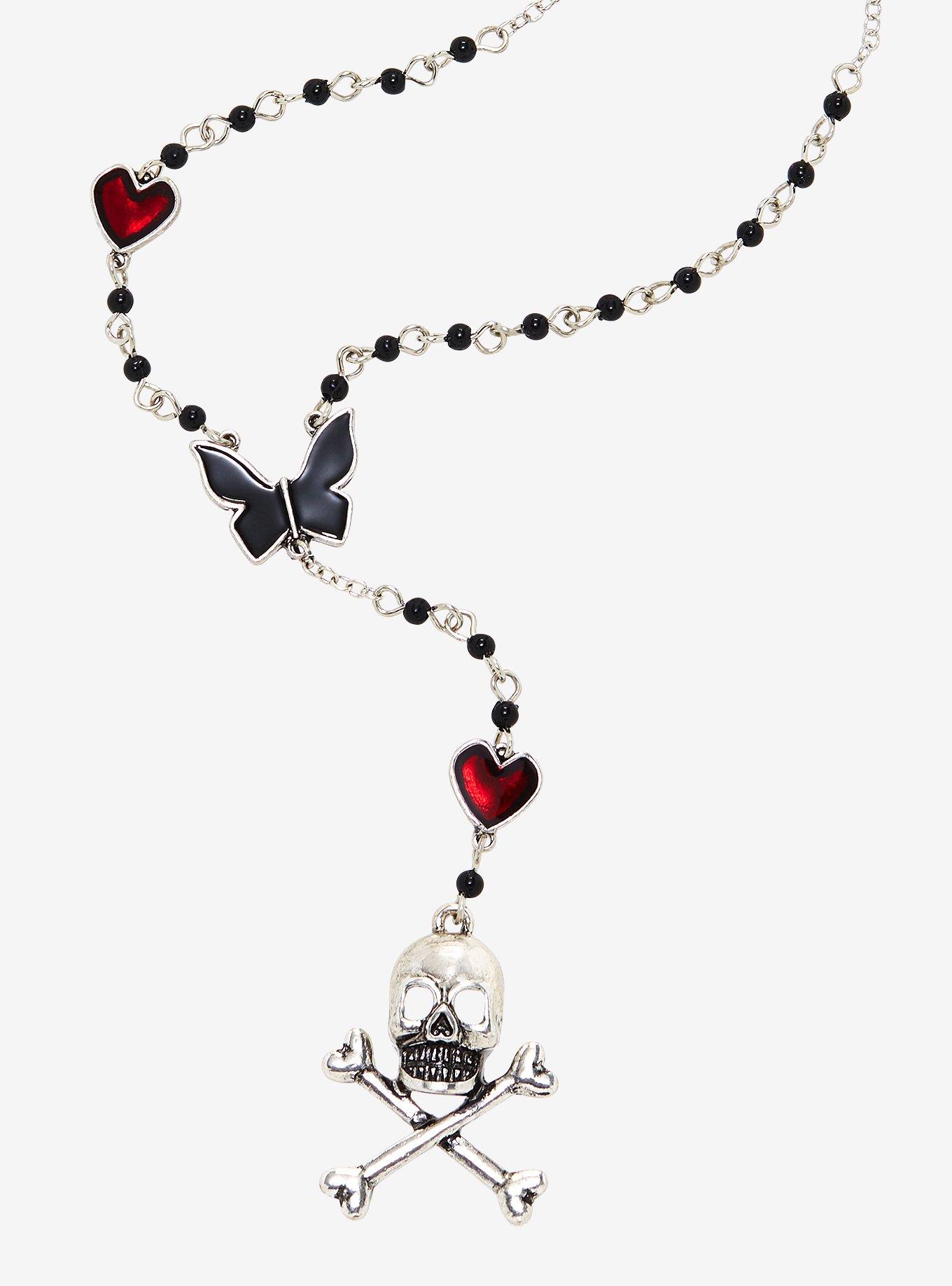 Skull store rosary necklace