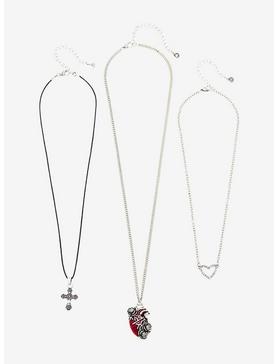 Heart Rose Cross Necklace Set, , hi-res