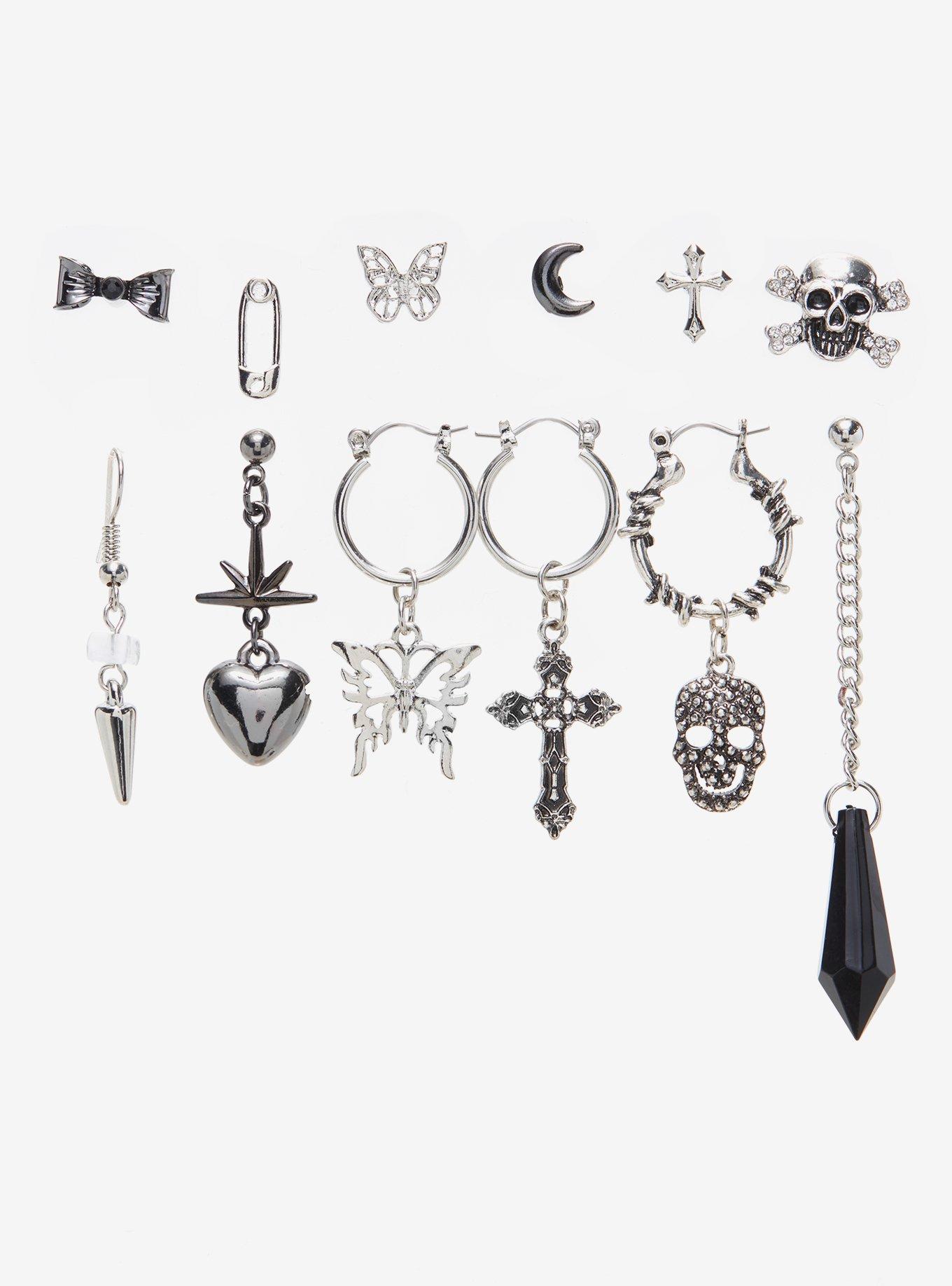 Goth Skull Cross Mismatch Earring Set | Hot Topic