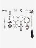 Goth Skull Cross Mismatch Earring Set, , hi-res
