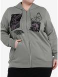 Thorn & Fable Forest Fairies & Butterflies Girls Zip-Up Hoodie Plus Size, GREEN, hi-res